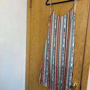 Blue and Red Striped Sleeveless Sundress